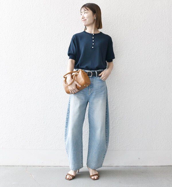 SHIPS any「SHIPS any:〈接触冷感/手洗い可能〉ビジュー ヘンリーネック ニット プルオーバー」|ニット・セーター|