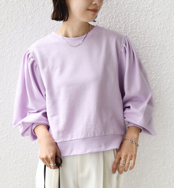 SHIPS for women「《予約》【WEB限定】〈手洗い可能〉ショルダー タック パフ スリーブ ミニ 裏毛 プルオーバー」|Tシャツ・カットソー|