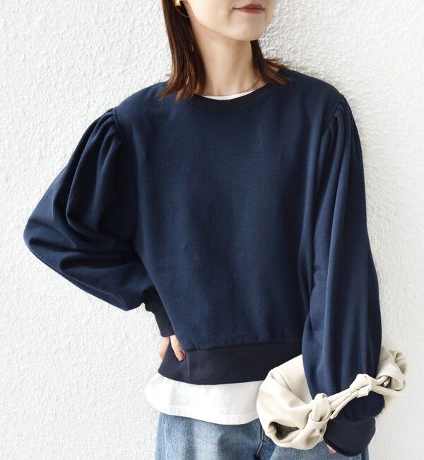 SHIPS for women「《予約》【WEB限定】〈手洗い可能〉ショルダー タック パフ スリーブ ミニ 裏毛 プルオーバー」|Tシャツ・カットソー|