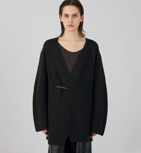 DES PRES「セミウーステッドウール キルトピン付きカーディガン」|カーディガン|