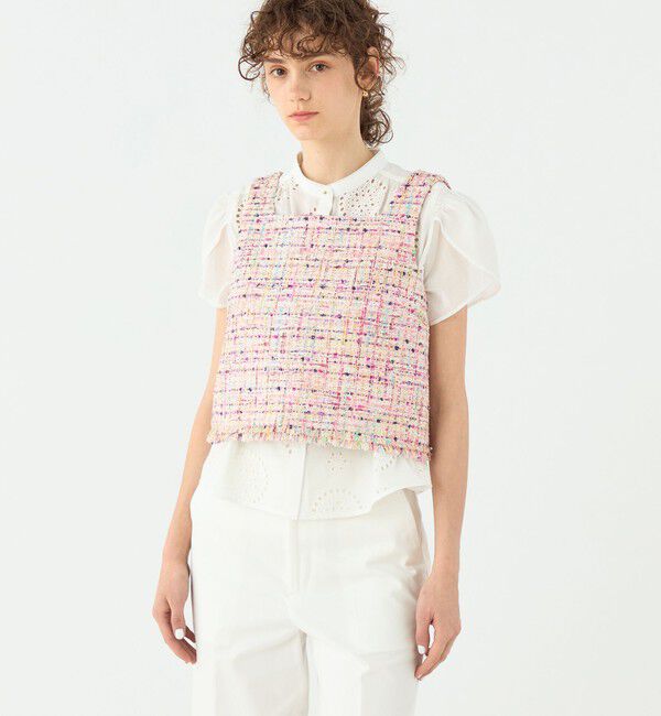 TOMORROWLAND collection「コロレファンシーツイード スクエアネックトップス」|その他|