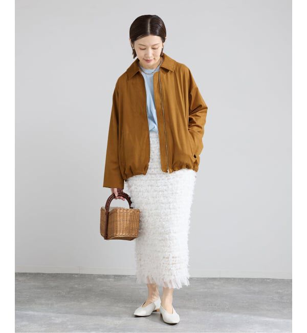 IENA「フェイクスエードブルゾン」|ライダースジャケット|
