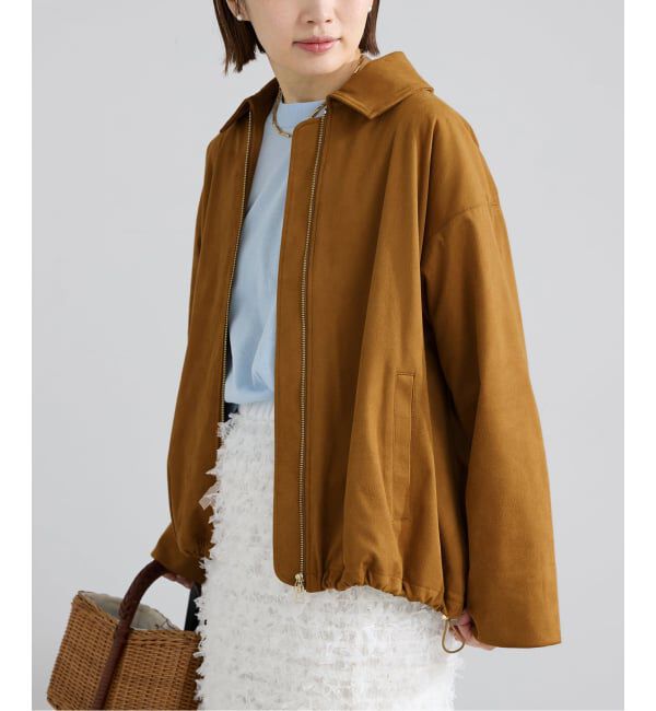 IENA「フェイクスエードブルゾン」|ライダースジャケット|