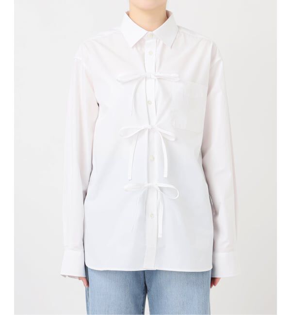 IENA「《予約》MA/RE/マレ RIBBON SHIRTS シャツ LIGHT COTTON 104 GR」|シャツ・ブラウス|