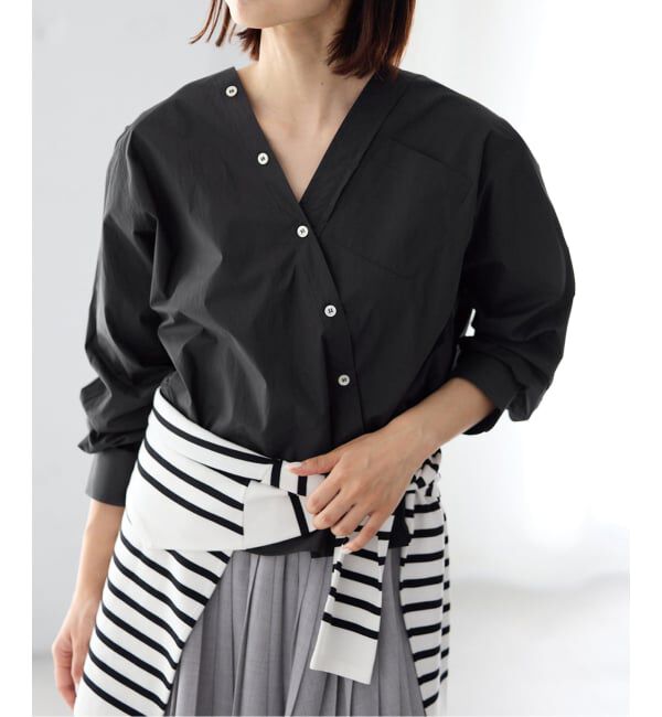 IENA「《予約》MA/RE/マレ カシュクールSHIRTS シャツ LIGHT COTTON 104 GR」|シャツ・ブラウス|