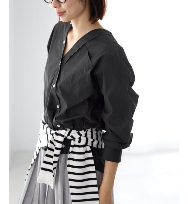 IENA「《予約》MA/RE/マレ カシュクールSHIRTS シャツ LIGHT COTTON 104 GR」|シャツ・ブラウス|