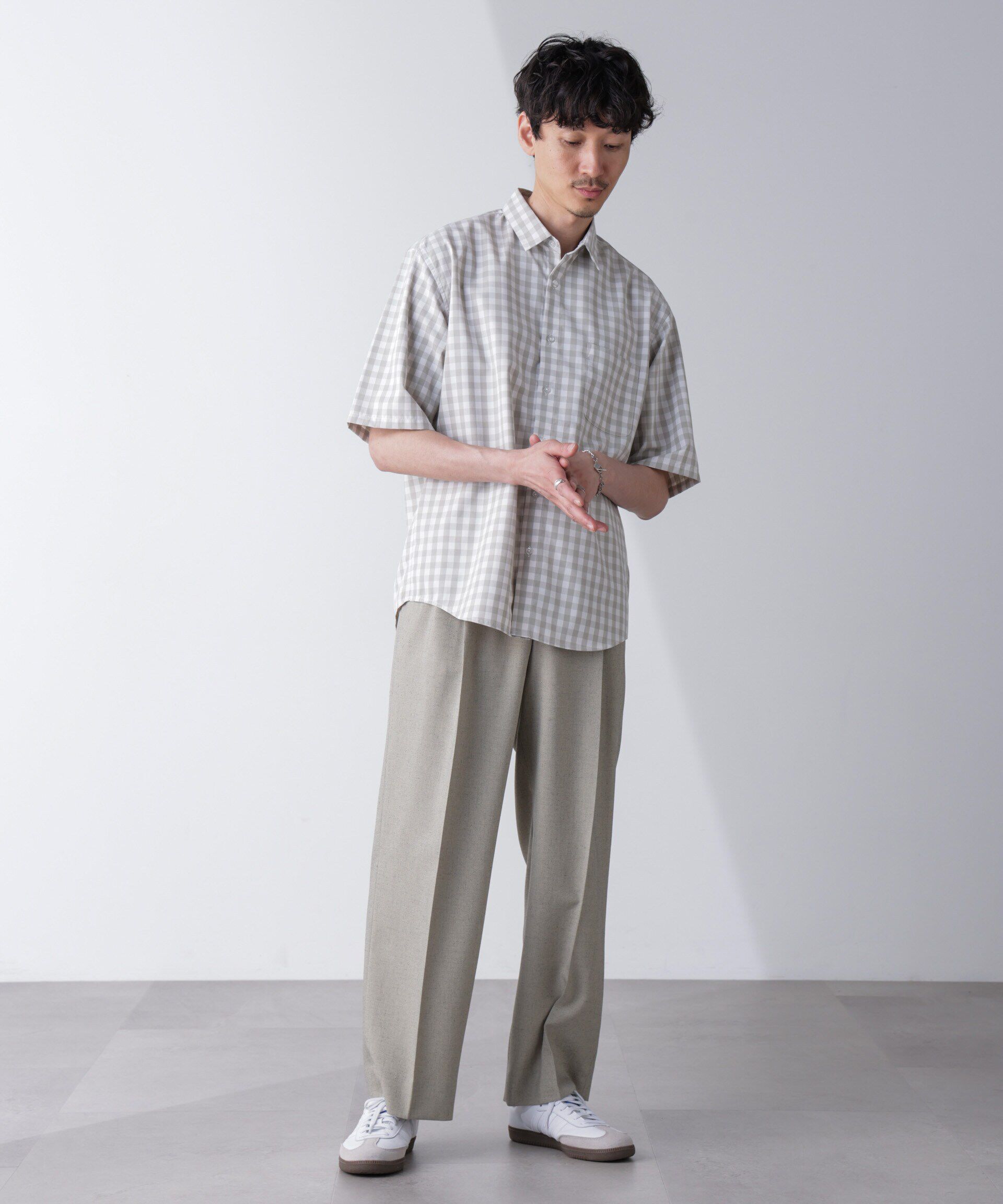 nano･universe「リラックスギンガムシャツ 半袖」|シャツ・ブラウス|