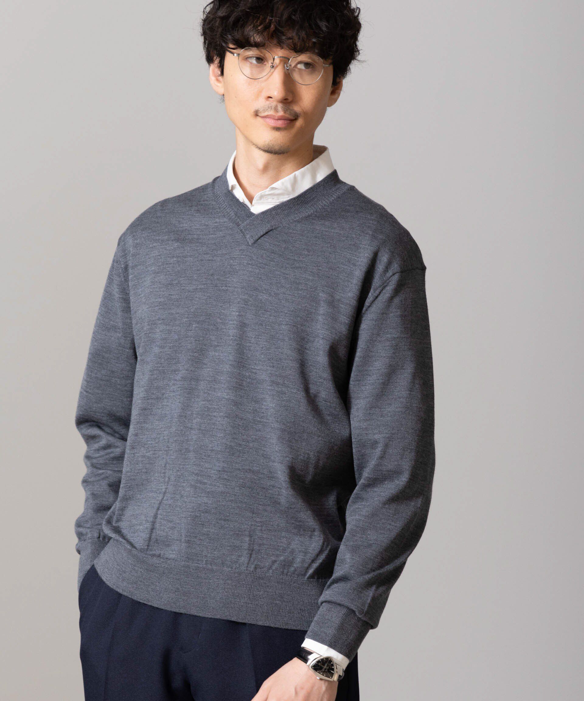 nano･universe「「毛玉レスニット」ファインゲージVネック」|ニット・セーター|