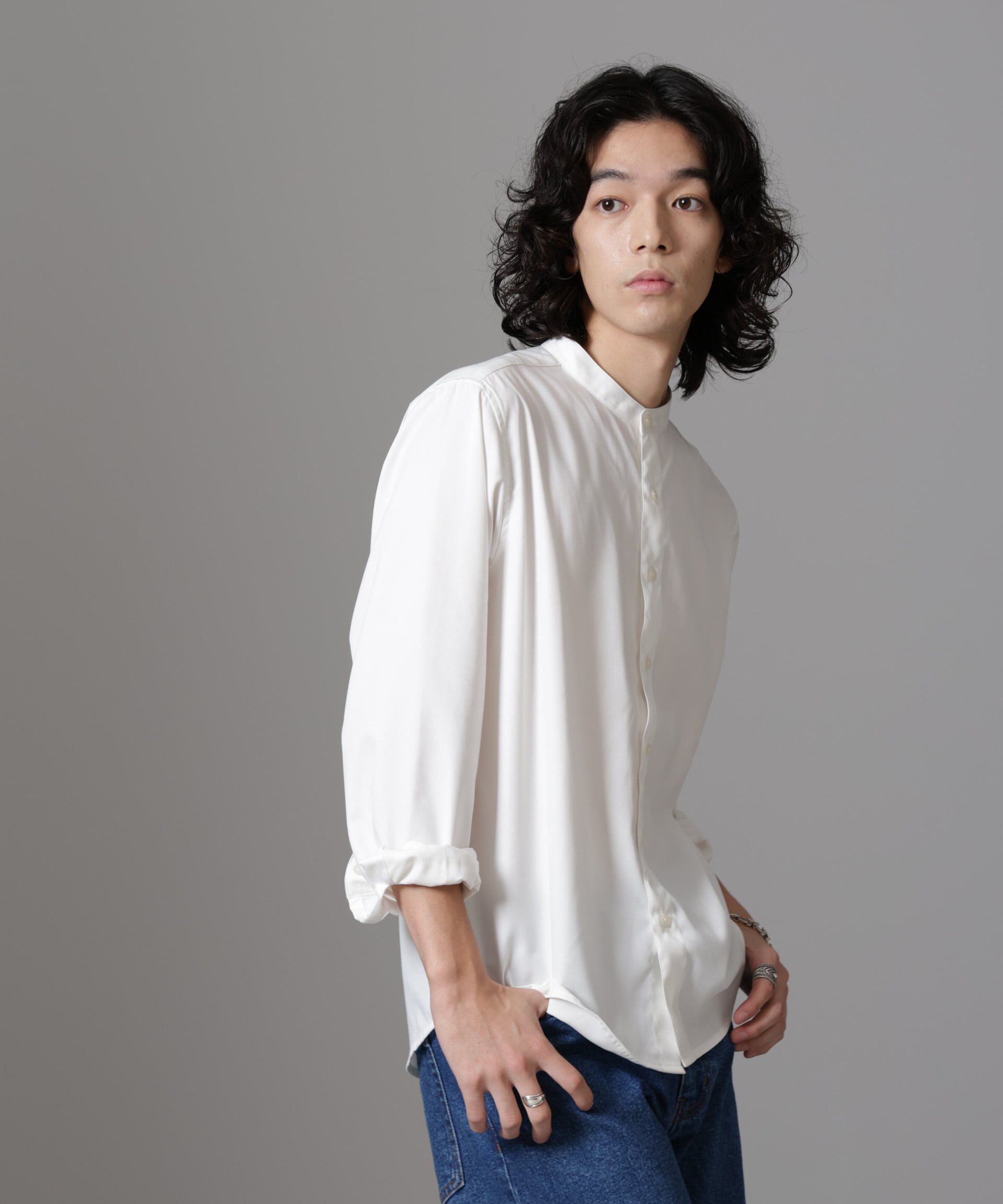 nano･universe「スタンダードバンドカラーシャツ/長袖」|シャツ・ブラウス|