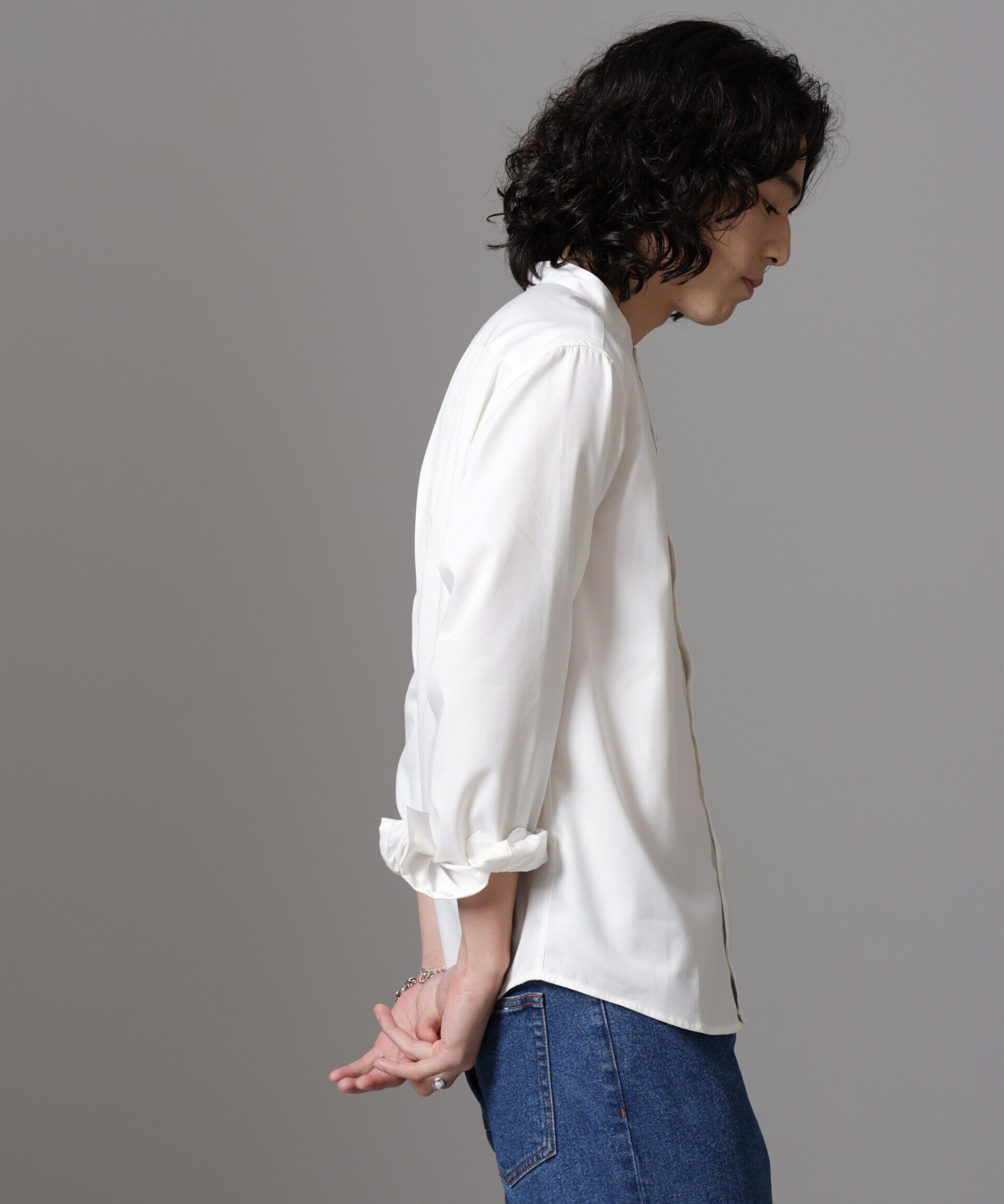 nano･universe「スタンダードバンドカラーシャツ/長袖」|シャツ・ブラウス|