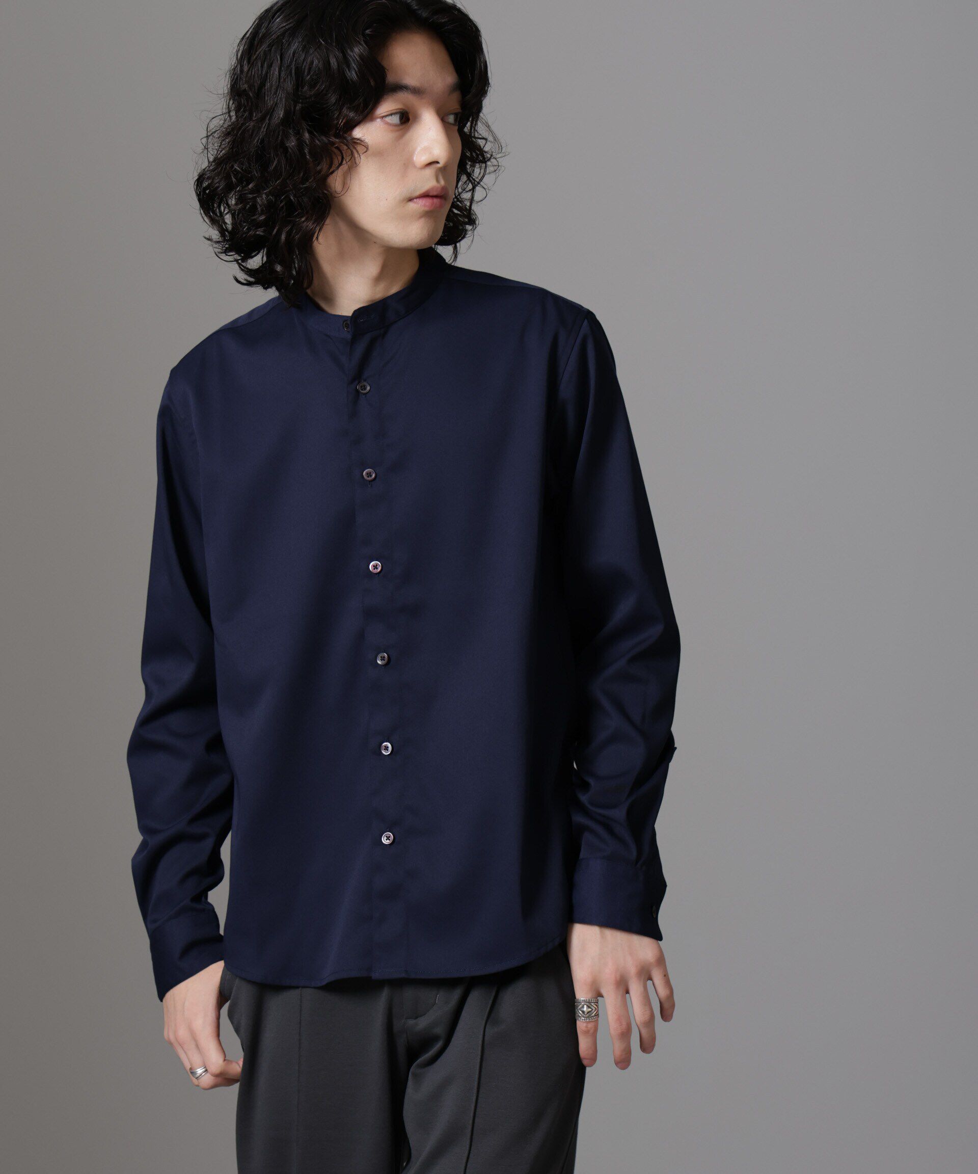 nano･universe「スタンダードバンドカラーシャツ/長袖」|シャツ・ブラウス|