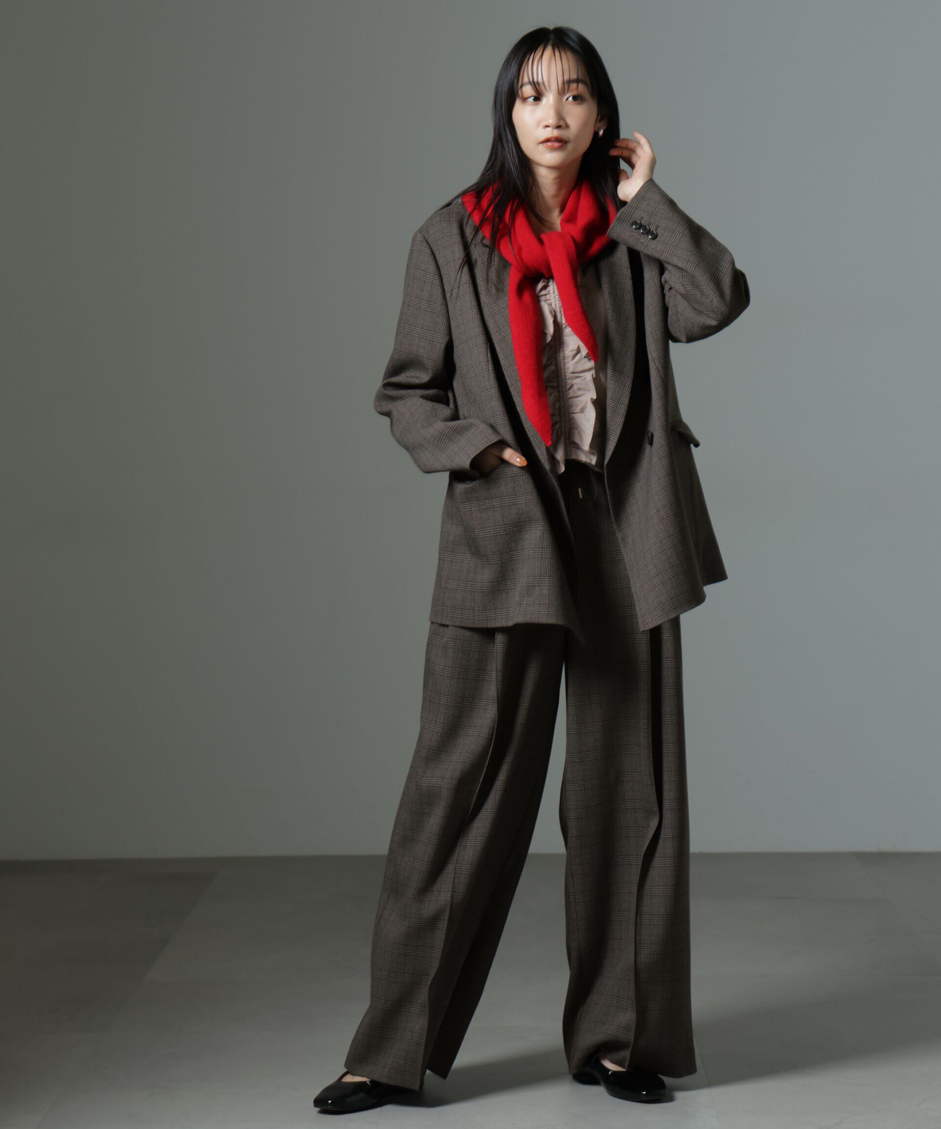 nano･universe「ストレッチサージピンタックイージーワイドパンツ（セットアップ可）」|チノ|