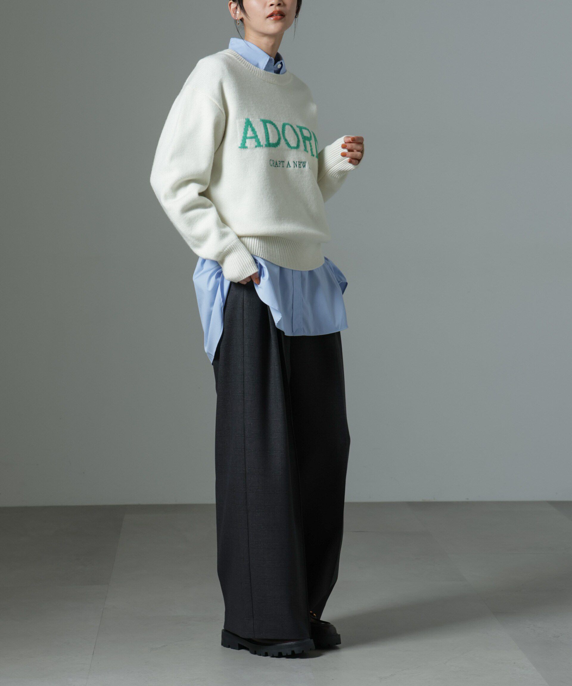 nano･universe「ストレッチサージピンタックイージーワイドパンツ（セットアップ可）」|チノ|