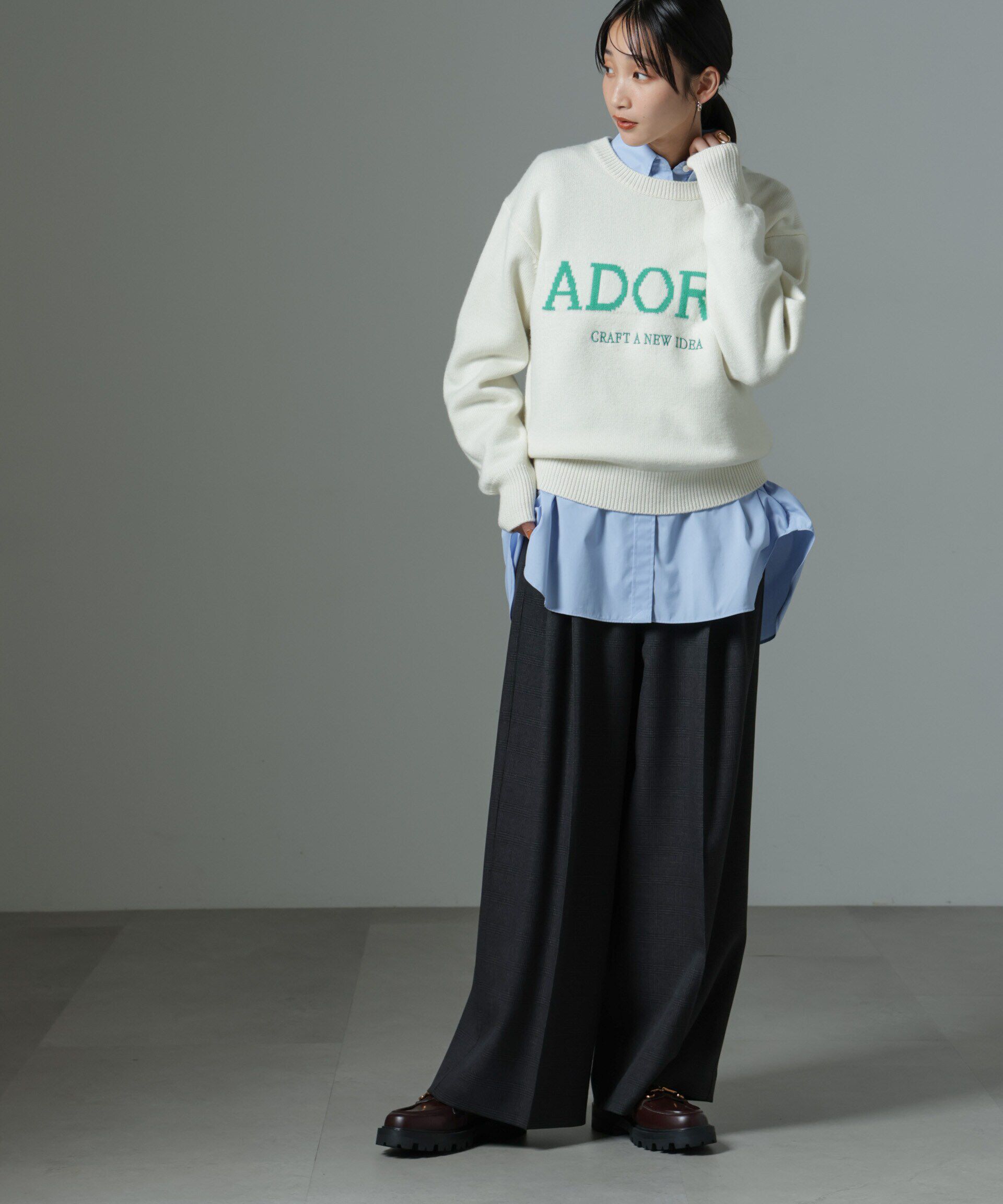 nano･universe「ストレッチサージピンタックイージーワイドパンツ（セットアップ可）」|チノ|