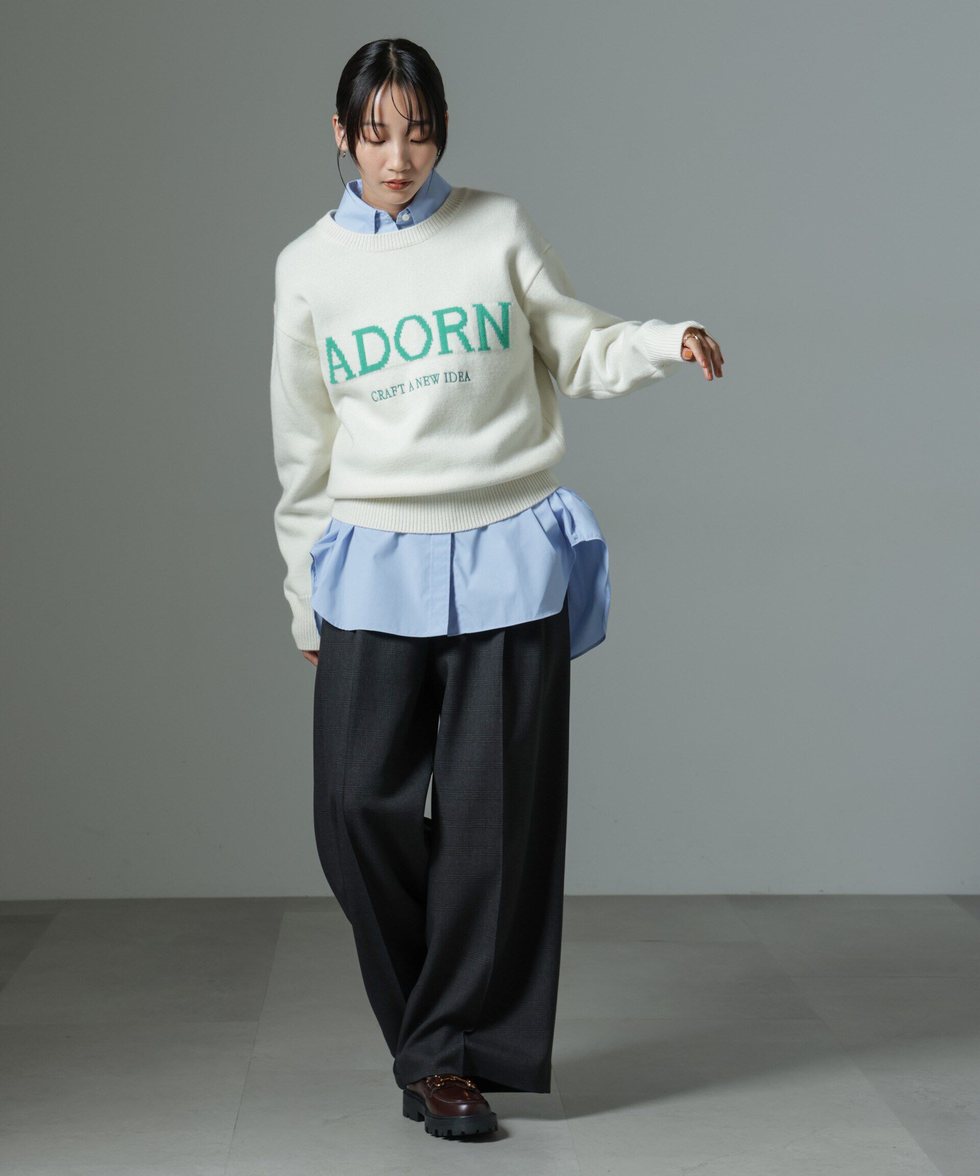 nano･universe「ストレッチサージピンタックイージーワイドパンツ（セットアップ可）」|チノ|