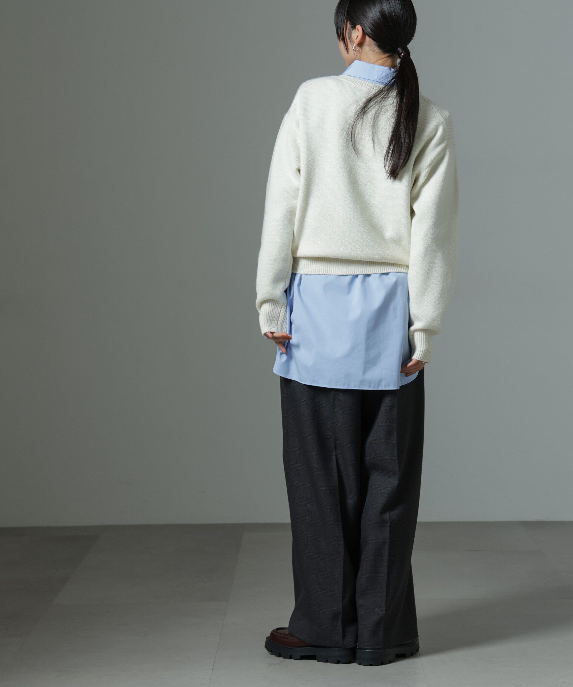 nano･universe「ストレッチサージピンタックイージーワイドパンツ（セットアップ可）」|チノ|