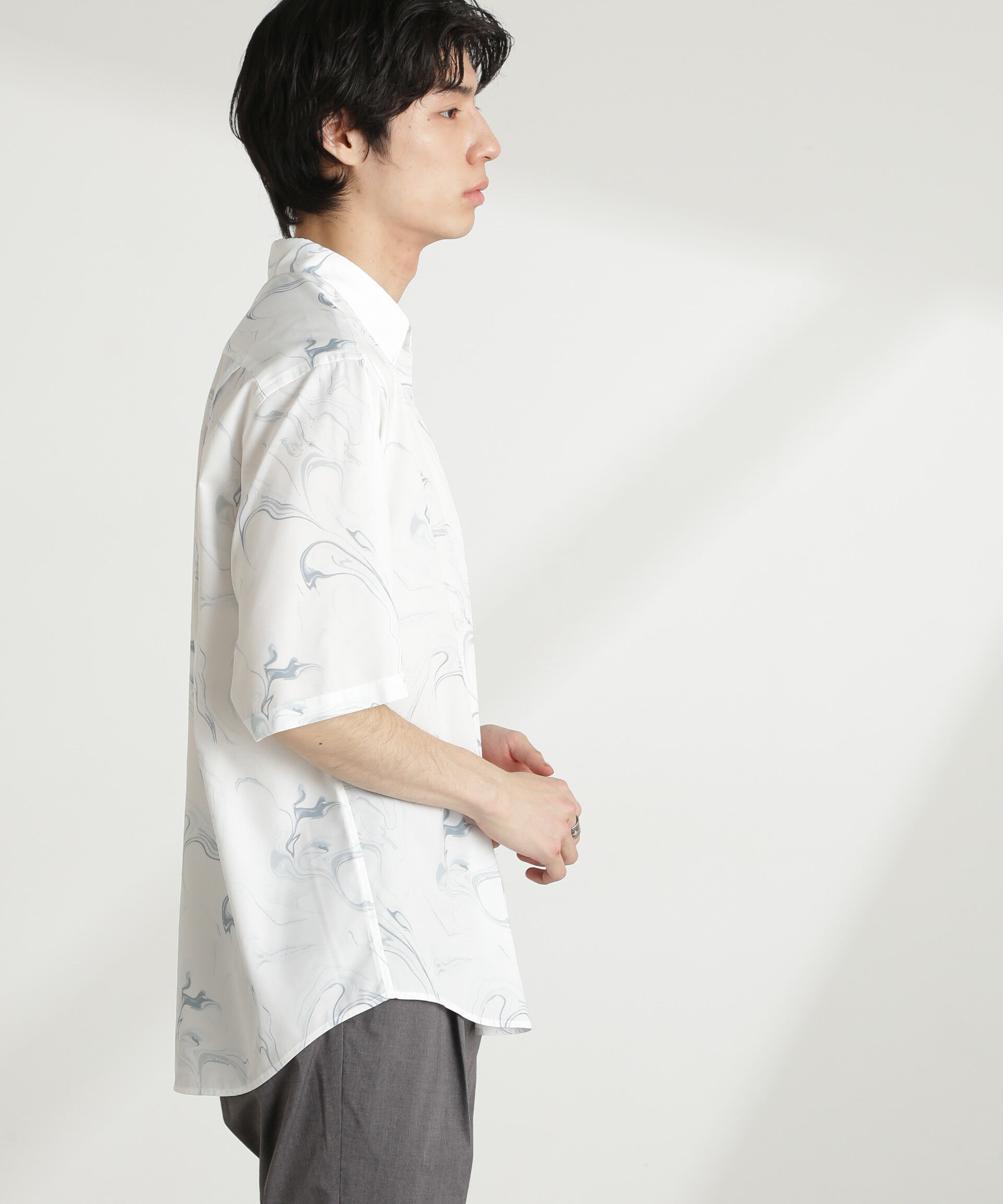 nano･universe「マーブルパターンシャツ 半袖」|シャツ・ブラウス|
