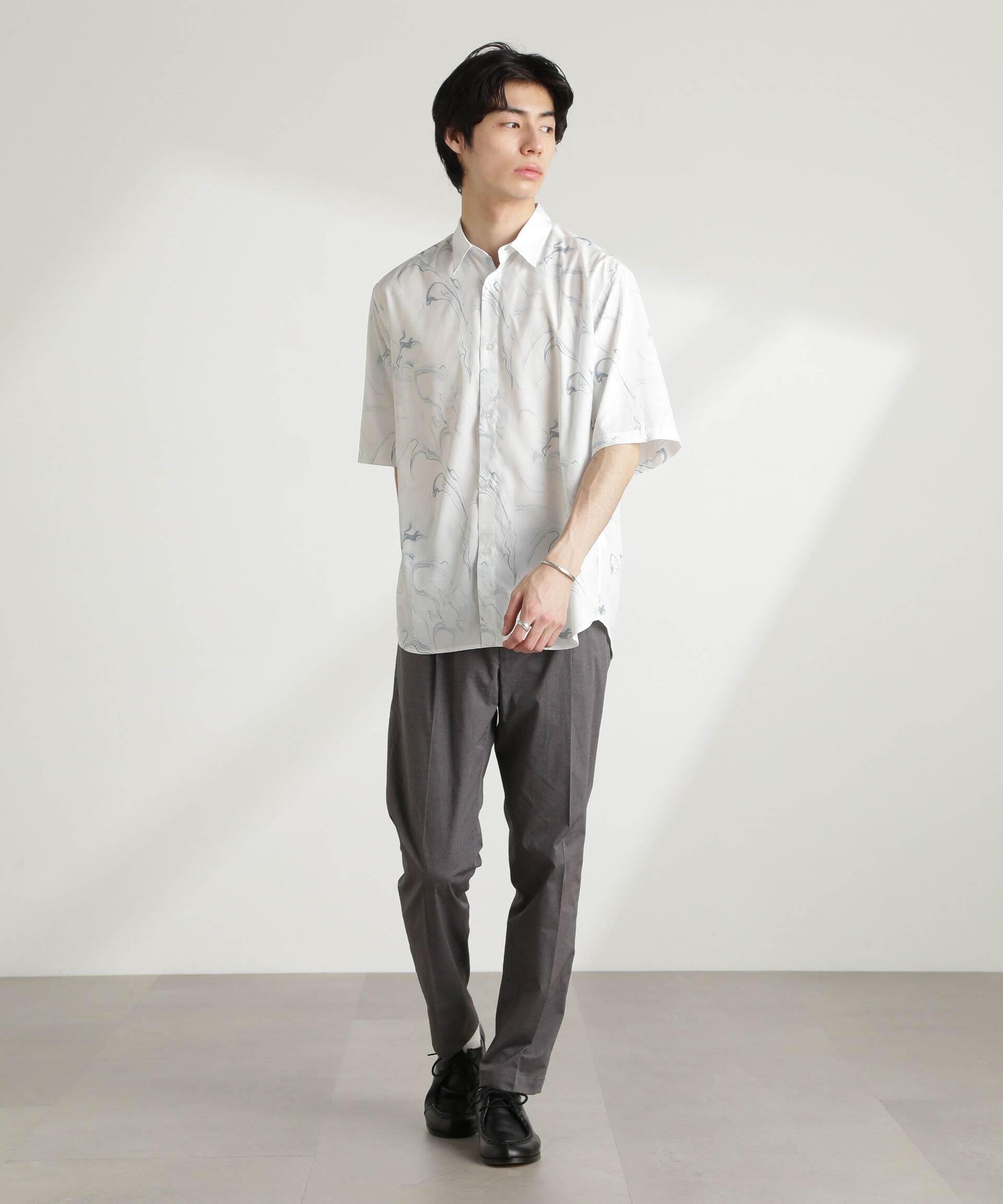 nano･universe「マーブルパターンシャツ 半袖」|シャツ・ブラウス|