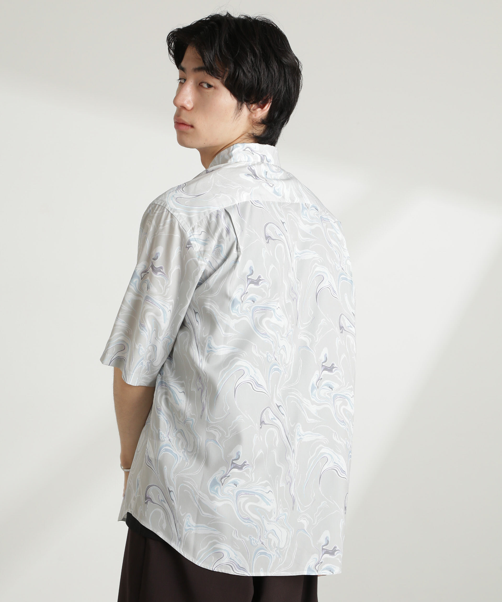 nano･universe「マーブルパターンシャツ 半袖」|シャツ・ブラウス|
