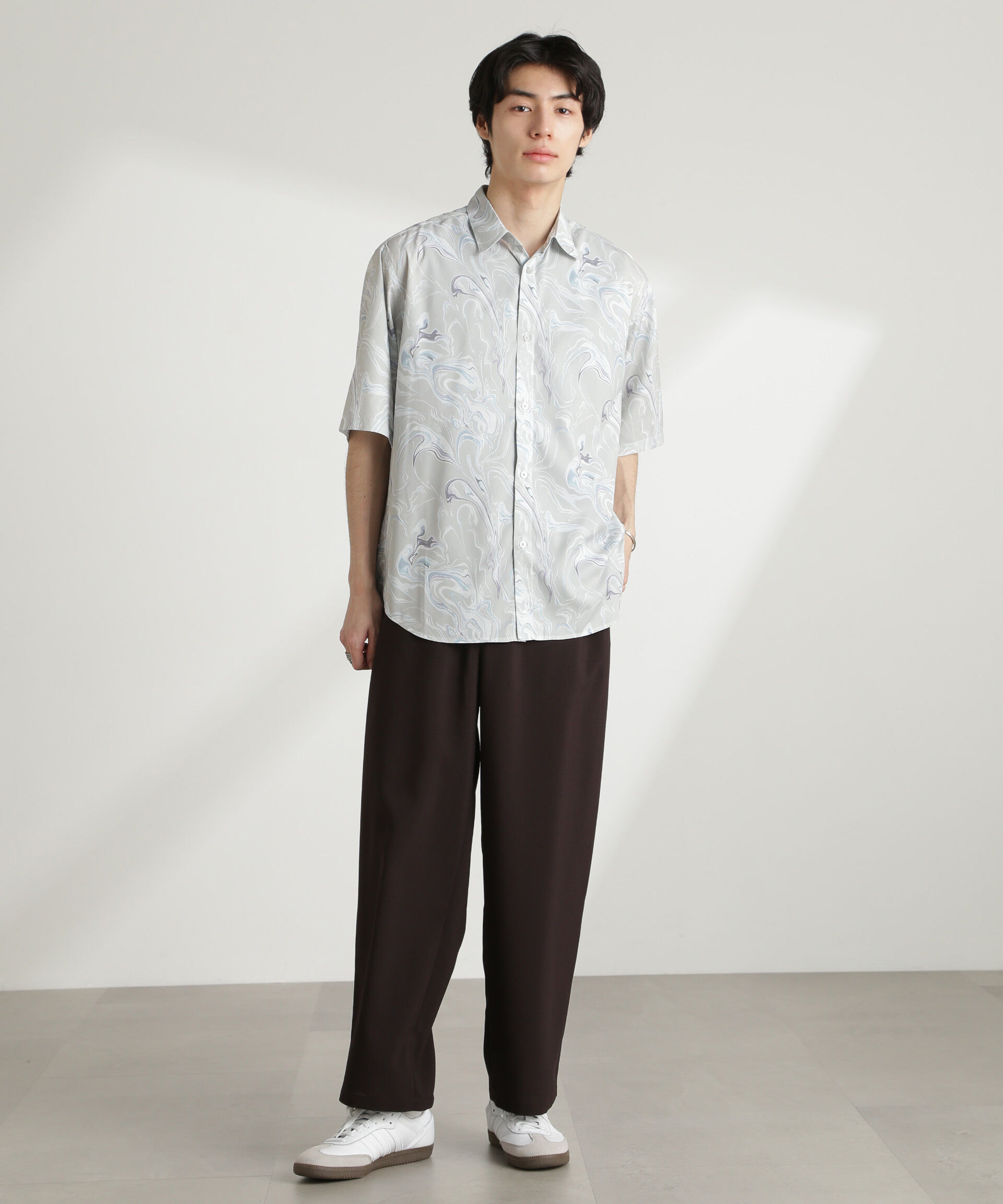 nano･universe「マーブルパターンシャツ 半袖」|シャツ・ブラウス|