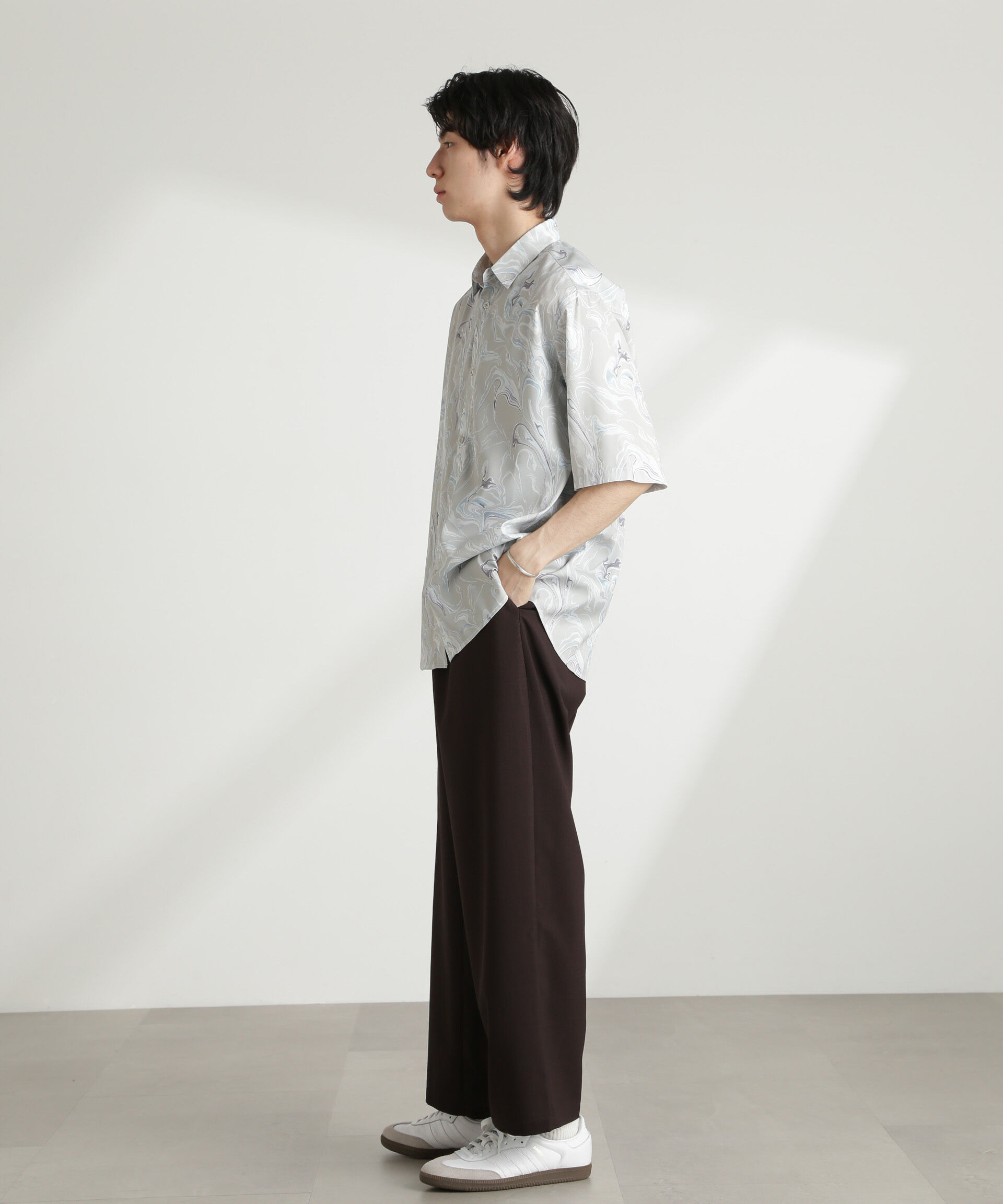 nano･universe「マーブルパターンシャツ 半袖」|シャツ・ブラウス|