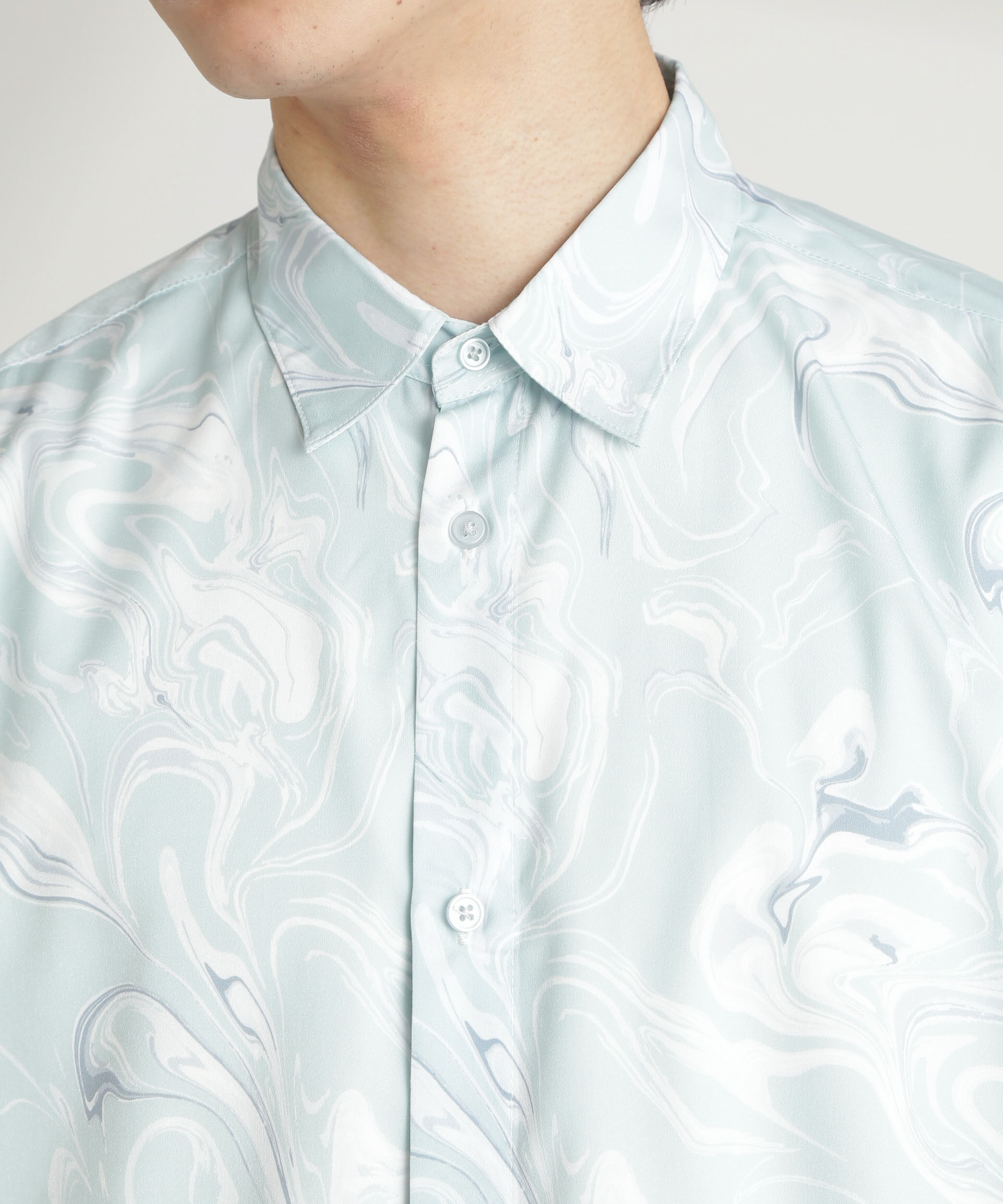 nano･universe「マーブルパターンシャツ 半袖」|シャツ・ブラウス|