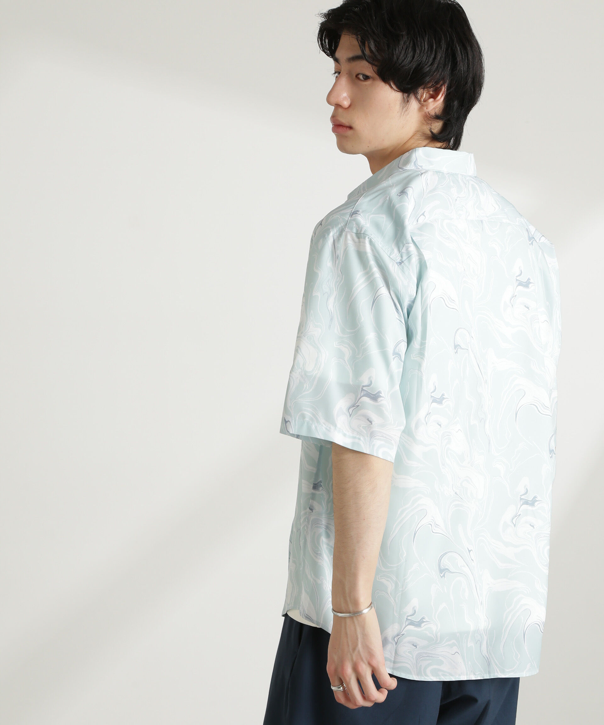 nano･universe「マーブルパターンシャツ 半袖」|シャツ・ブラウス|