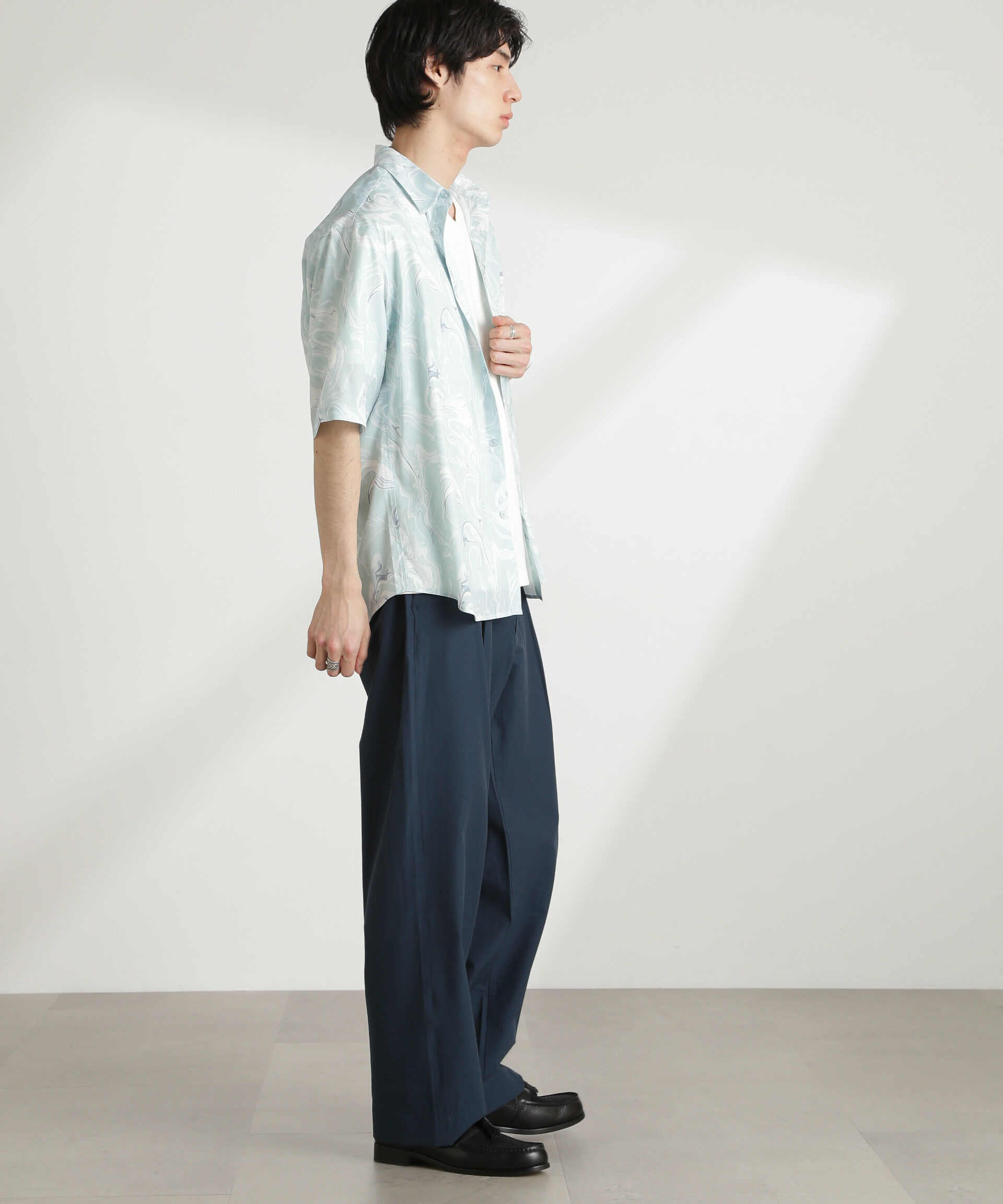 nano･universe「マーブルパターンシャツ 半袖」|シャツ・ブラウス|