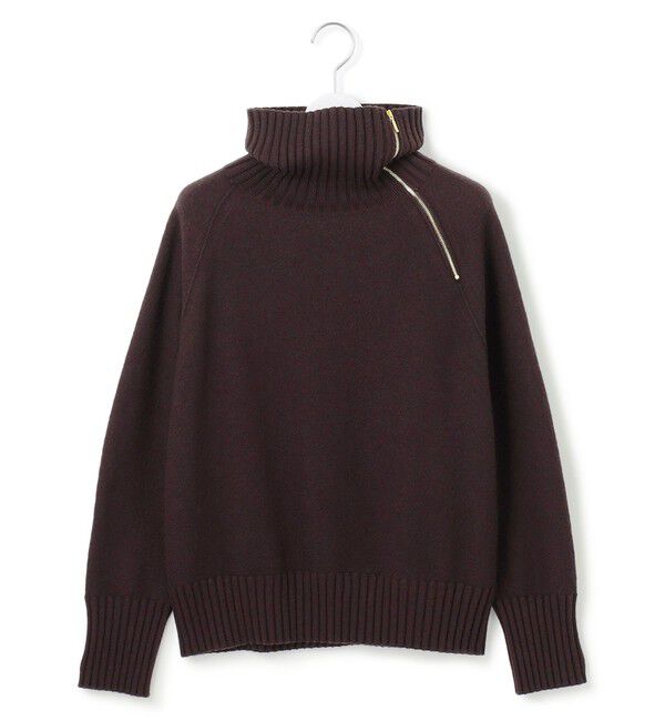 23区「ボイルドウールコンビ ジップ タートルニット」|ニット・セーター|