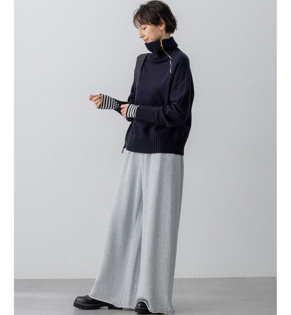 23区「ボイルドウールコンビ ジップ タートルニット」|ニット・セーター|