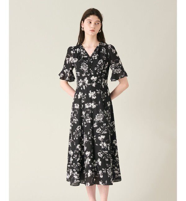 GRACE CONTINENTAL「フラワープリントフレアワンピース」|ワンピース|