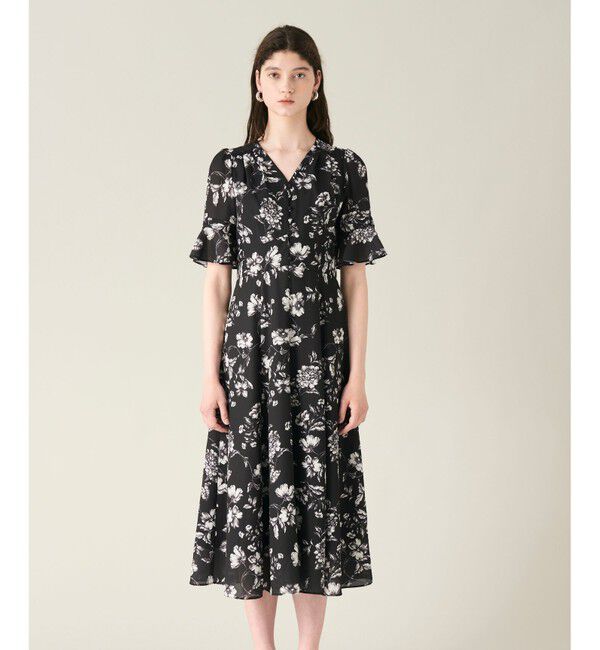 GRACE CONTINENTAL「フラワープリントフレアワンピース」|ワンピース|