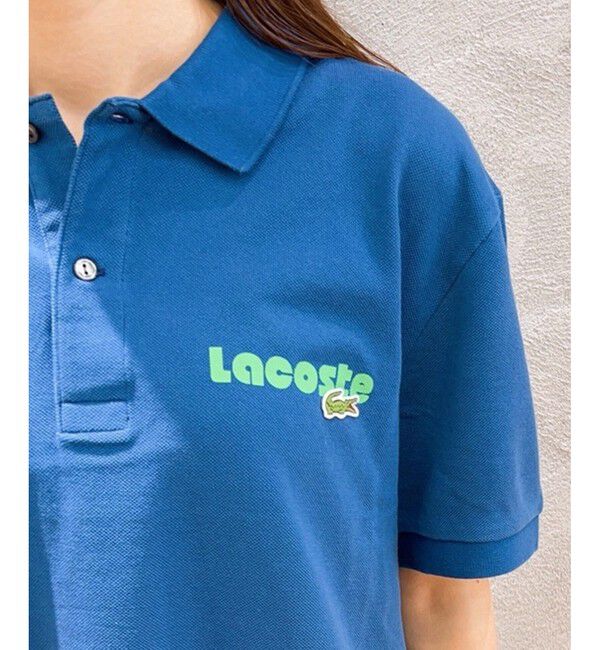 LACOSTE「ネームプリントウォッシュドポロシャツ」|ポロシャツ|ダークブルー