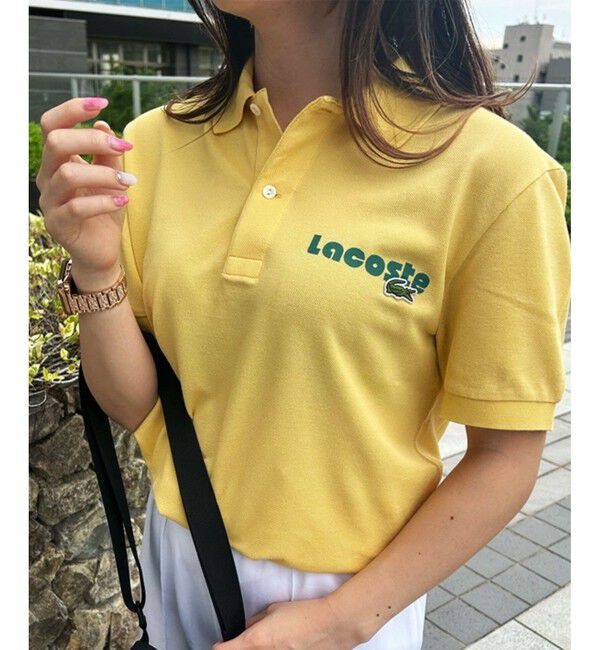 LACOSTE「ネームプリントウォッシュドポロシャツ」|ポロシャツ|イエロー