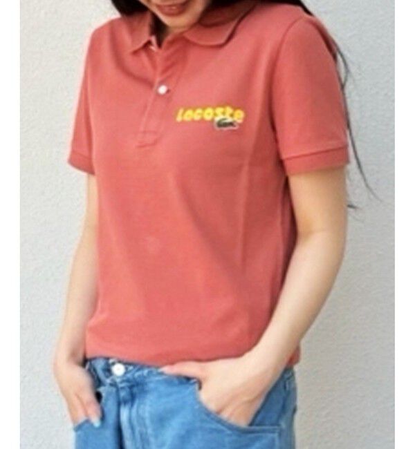 LACOSTE「ネームプリントウォッシュドポロシャツ」|ポロシャツ|ローズ