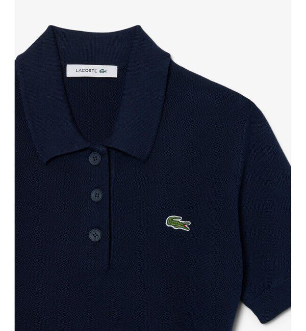 LACOSTE「異素材切り替え コンビネーションマテリアルポロドレス フレア ポロワンピース」|ワンピース|