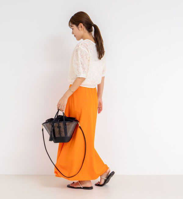 NOLLEY'S「《手洗い可能》シフォン刺繍生地クルーネックカーディガン」|カーディガン|