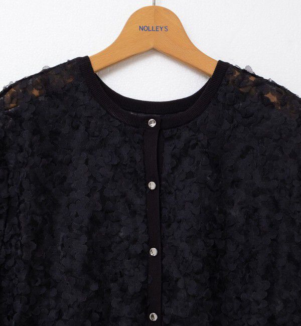 NOLLEY'S「《手洗い可能》シフォン刺繍生地クルーネックカーディガン」|カーディガン|