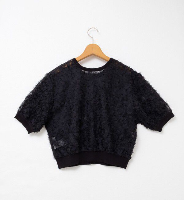 NOLLEY'S「《手洗い可能》シフォン刺繍生地クルーネックカーディガン」|カーディガン|