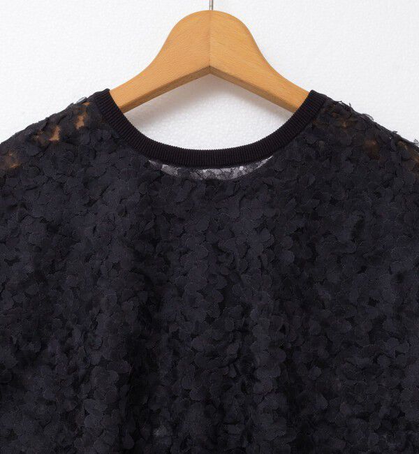 NOLLEY'S「《手洗い可能》シフォン刺繍生地クルーネックカーディガン」|カーディガン|