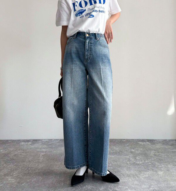 fredy emue「FRセンタープレスセミワイドデニムパンツ」|デニム|