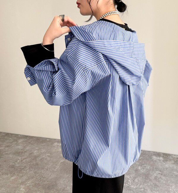 fredy emue「ストライプフーディーシャツ」|シャツ・ブラウス|