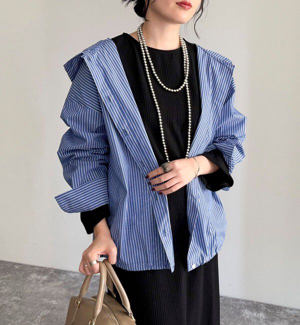 fredy emue「ストライプフーディーシャツ」|シャツ・ブラウス|