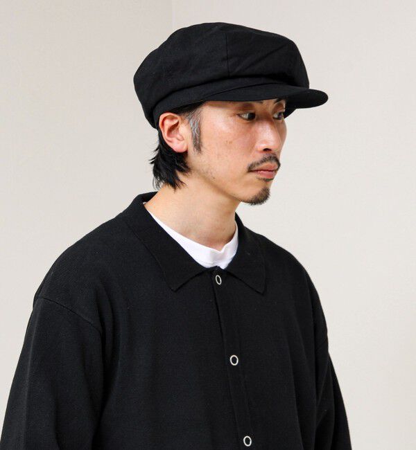 GLOSTER「【大人カジュアルに映える】COTTON LINEN BIG CASKET」|キャップ・キャスケット|ブラック