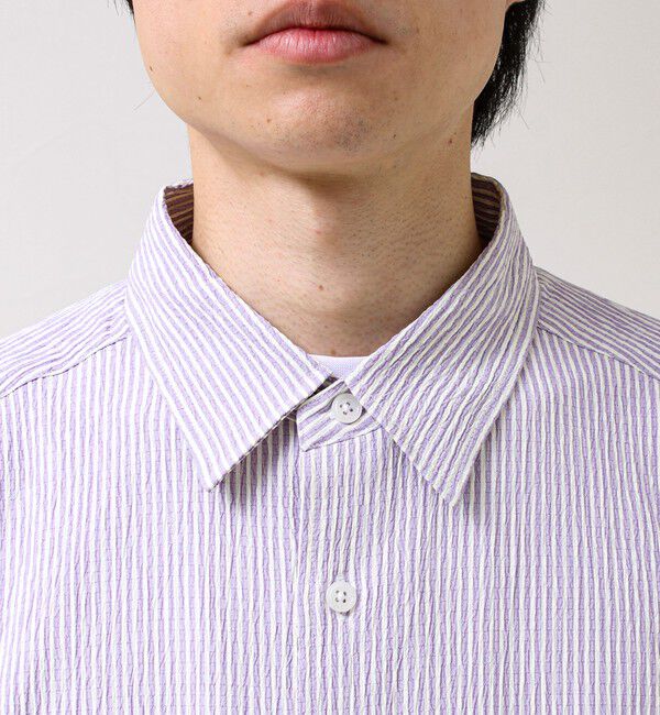 GLOSTER「【清涼感のある表情】ストライプレギュラーカラーシャツ」|シャツ・ブラウス|