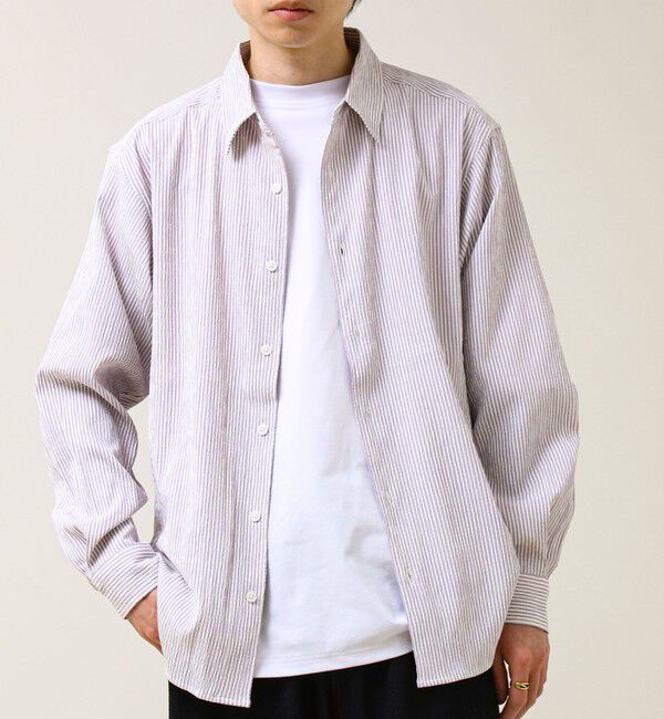 GLOSTER「【清涼感のある表情】ストライプレギュラーカラーシャツ」|シャツ・ブラウス|
