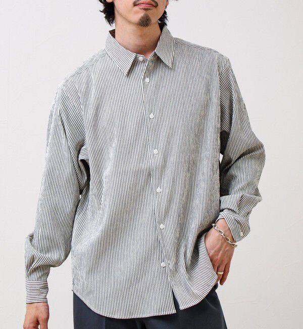 GLOSTER「【清涼感のある表情】ストライプレギュラーカラーシャツ」|シャツ・ブラウス|