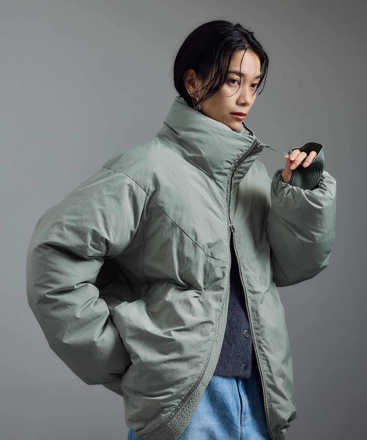 美品 SALON アダムエロペ グリーンダウン スタンドカラージャケット 黒 SALON adam et ropé(サロン アダム エ ロペ) / [GREENDOWN（グリーン