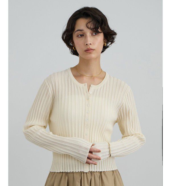 SALON adam et rope'「ワイドリブスキッパークルーネックカーディガン」|カーディガン|オフホワイト(15)