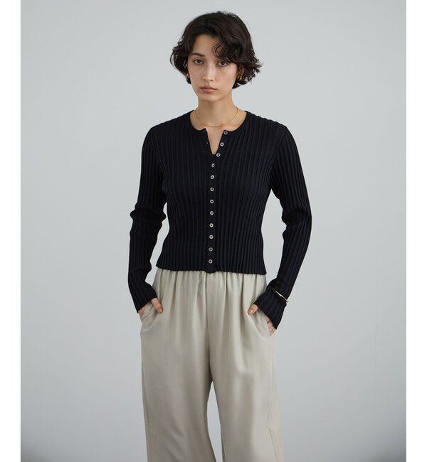 SALON adam et rope'「ワイドリブスキッパークルーネックカーディガン」|カーディガン|